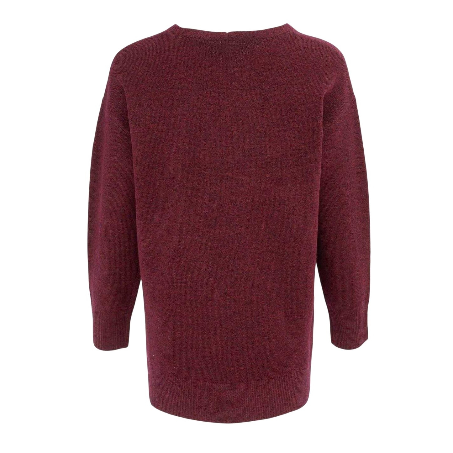 Burgundy - Back - Miso Womens-Ladies Plain V Neck Loose Sweater Dress
