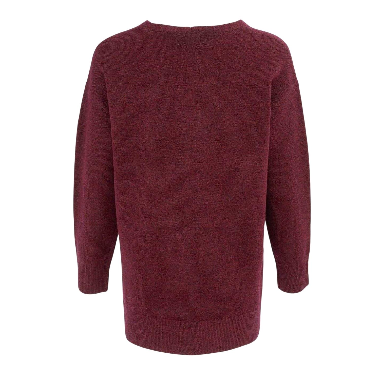 Burgundy - Back - Miso Womens-Ladies Plain V Neck Loose Sweater Dress