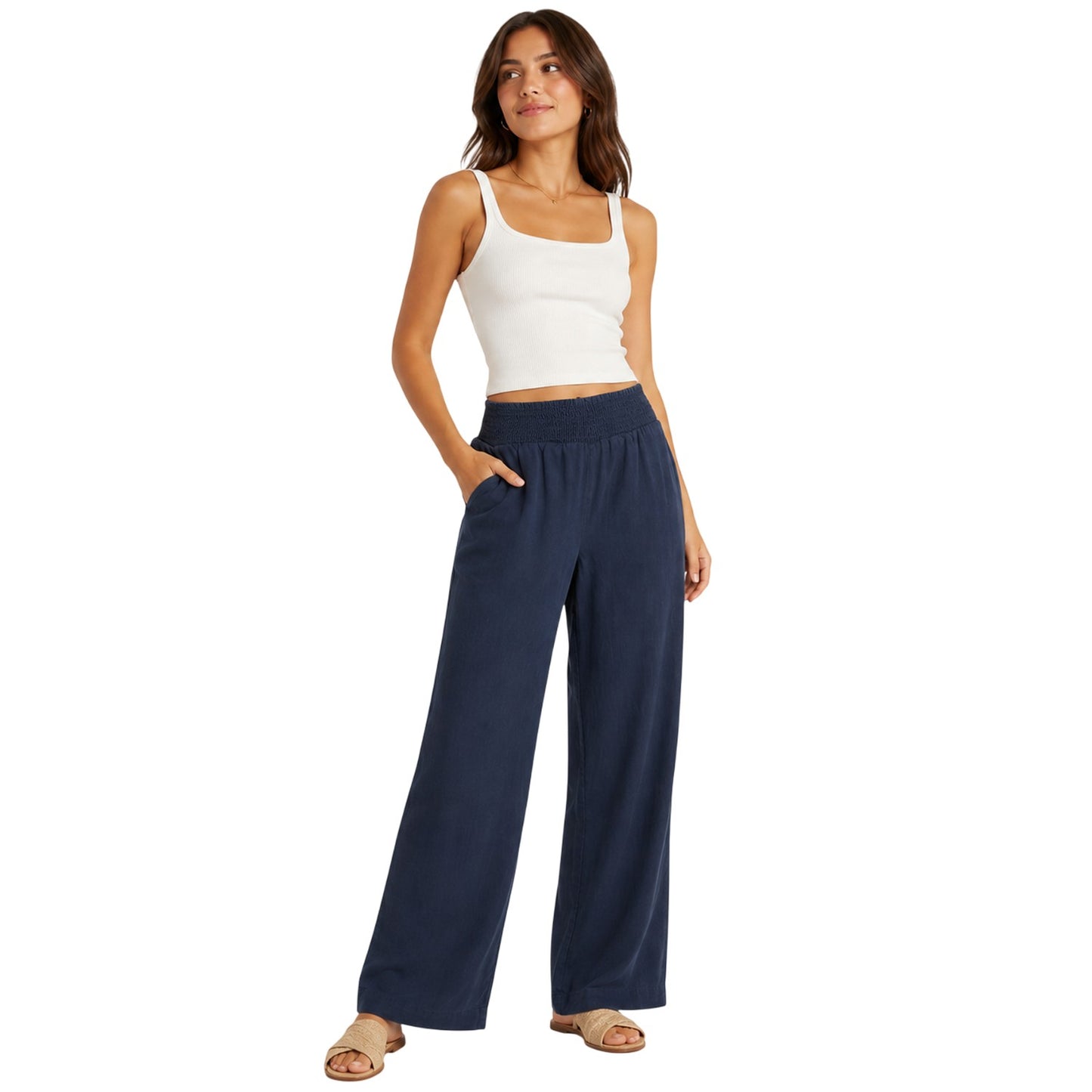 Deep Sea - Side - Bella Dahl Womens-Ladies Wide Leg Palazzo Trousers