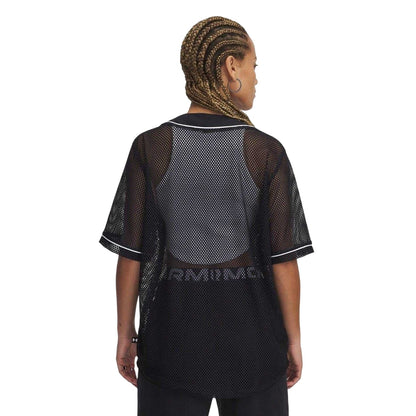 Black - Back - Under Armour Womens-Ladies V Neck Oversized Jersey