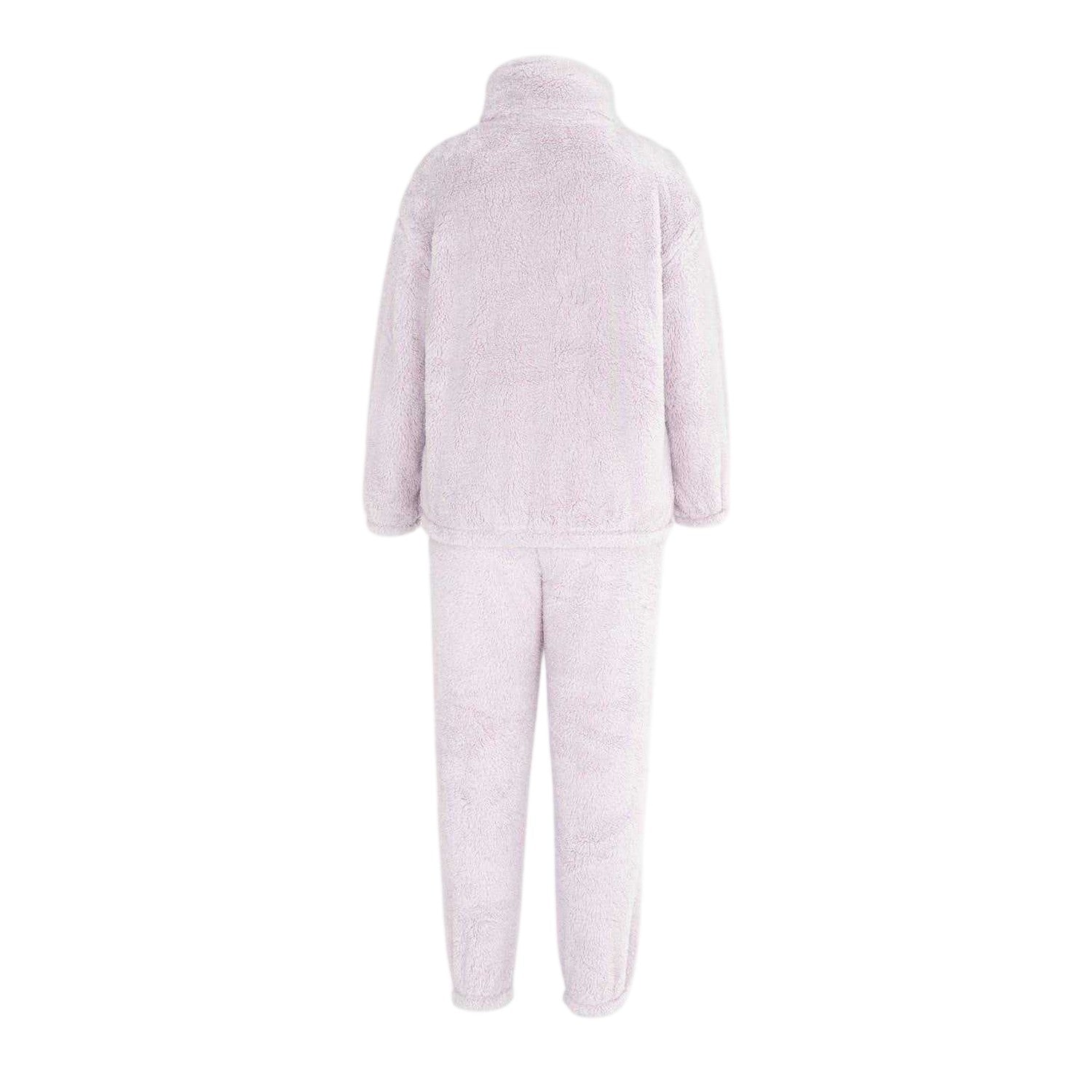 Purple - Back - Miso Womens-Ladies Sherpa Fleece Loungewear Set