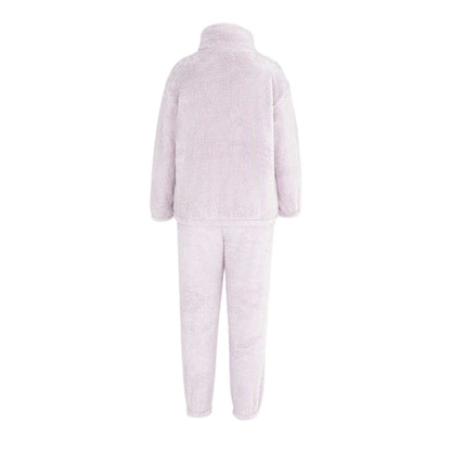 Purple - Back - Miso Womens-Ladies Sherpa Fleece Loungewear Set