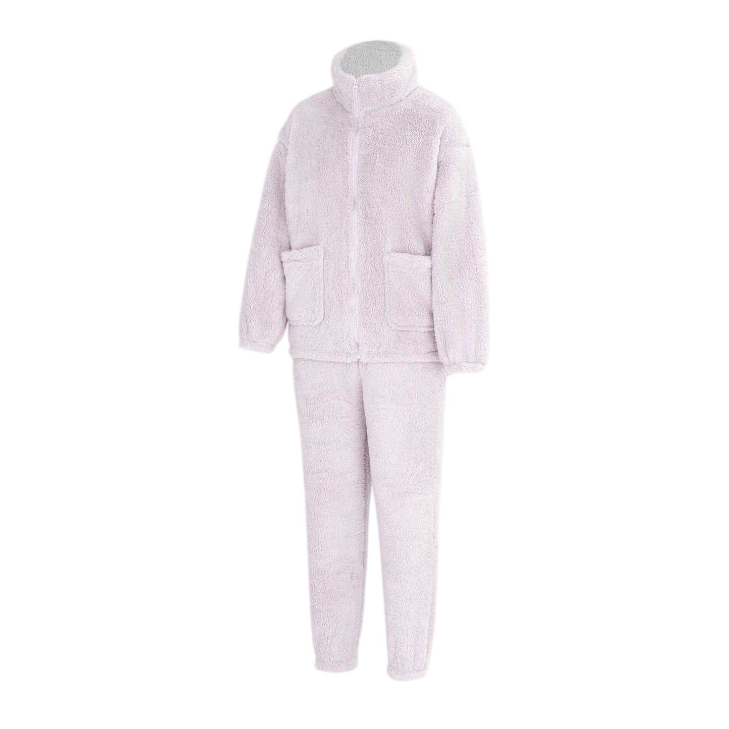Purple - Side - Miso Womens-Ladies Sherpa Fleece Loungewear Set