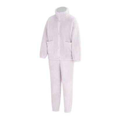 Purple - Side - Miso Womens-Ladies Sherpa Fleece Loungewear Set