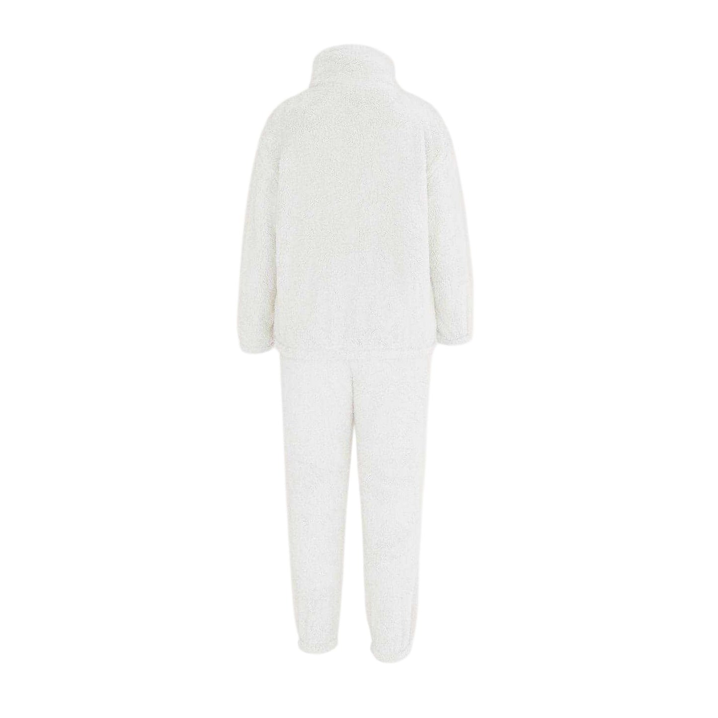 White - Back - Miso Womens-Ladies Sherpa Fleece Loungewear Set