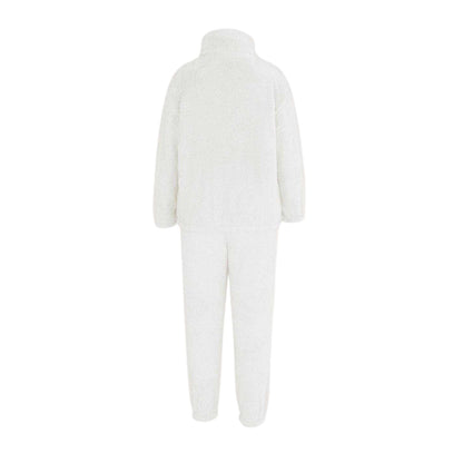 White - Back - Miso Womens-Ladies Sherpa Fleece Loungewear Set