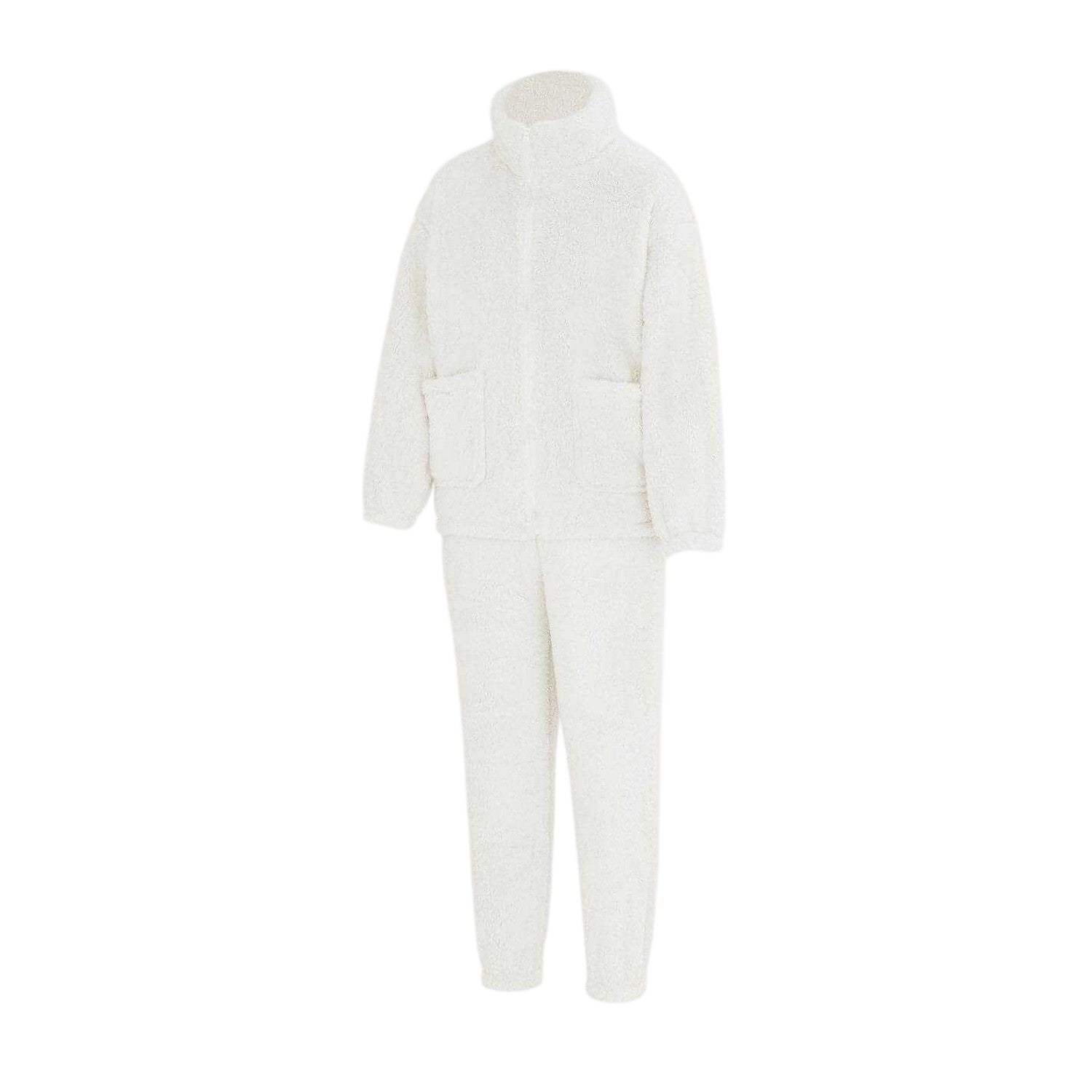 White - Side - Miso Womens-Ladies Sherpa Fleece Loungewear Set