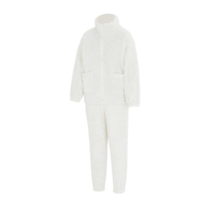 White - Side - Miso Womens-Ladies Sherpa Fleece Loungewear Set