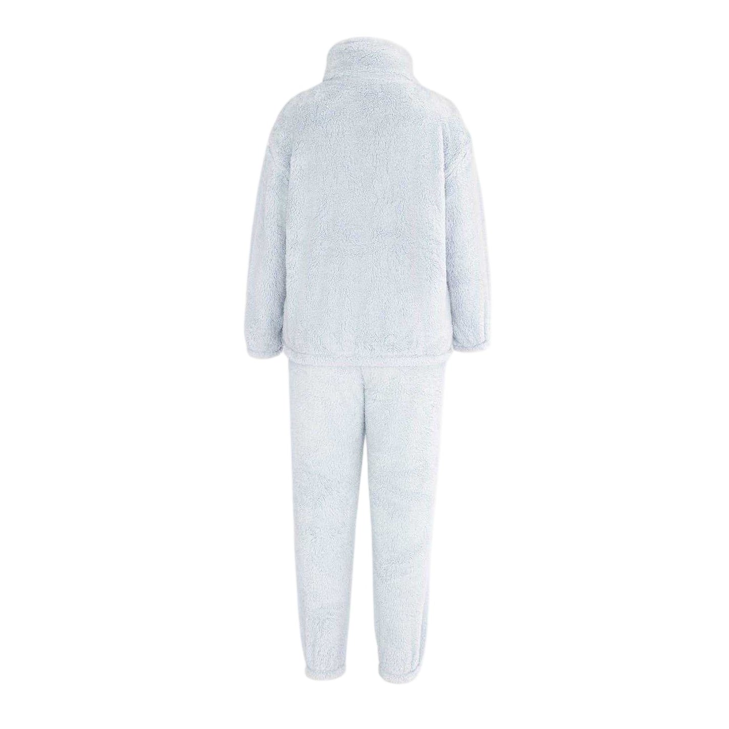 Blue - Back - Miso Womens-Ladies Sherpa Fleece Loungewear Set