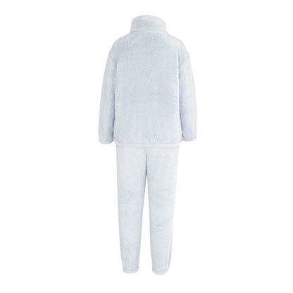 Blue - Back - Miso Womens-Ladies Sherpa Fleece Loungewear Set