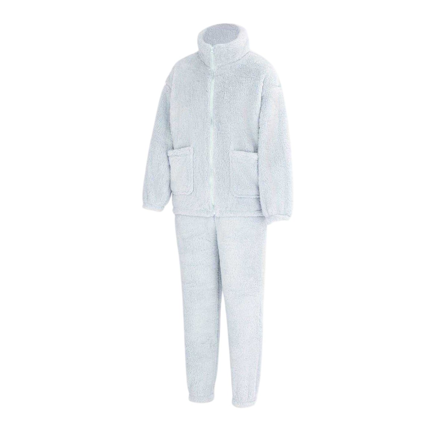 Blue - Side - Miso Womens-Ladies Sherpa Fleece Loungewear Set