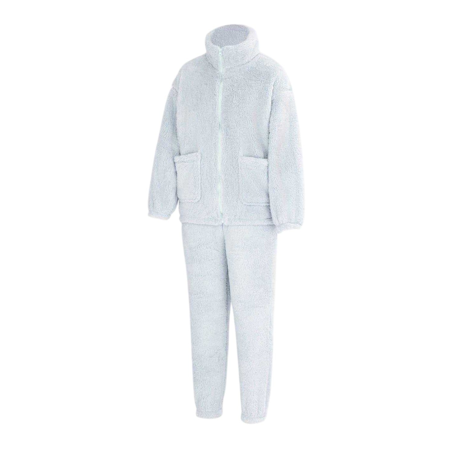 Blue - Side - Miso Womens-Ladies Sherpa Fleece Loungewear Set