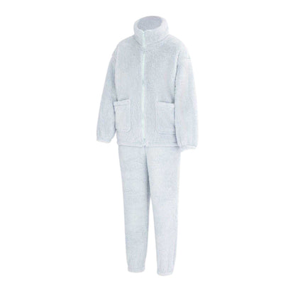 Blue - Side - Miso Womens-Ladies Sherpa Fleece Loungewear Set