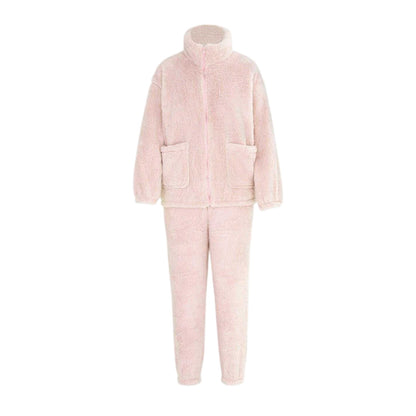 Pink - Front - Miso Womens-Ladies Sherpa Fleece Loungewear Set