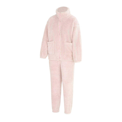 Pink - Side - Miso Womens-Ladies Sherpa Fleece Loungewear Set