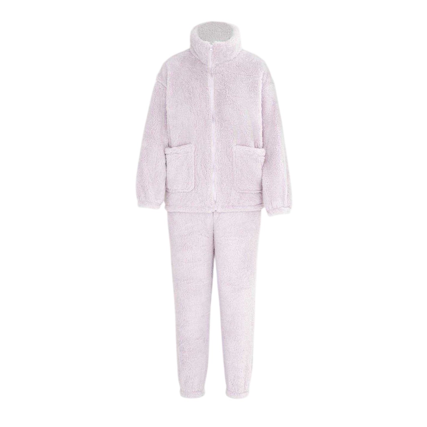 Purple - Front - Miso Womens-Ladies Sherpa Fleece Loungewear Set