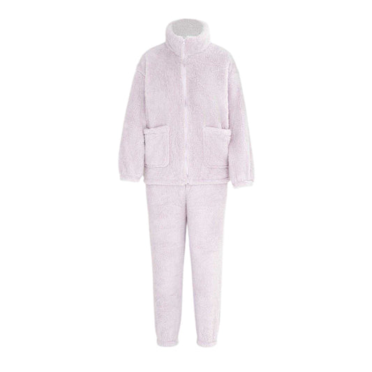Purple - Front - Miso Womens-Ladies Sherpa Fleece Loungewear Set