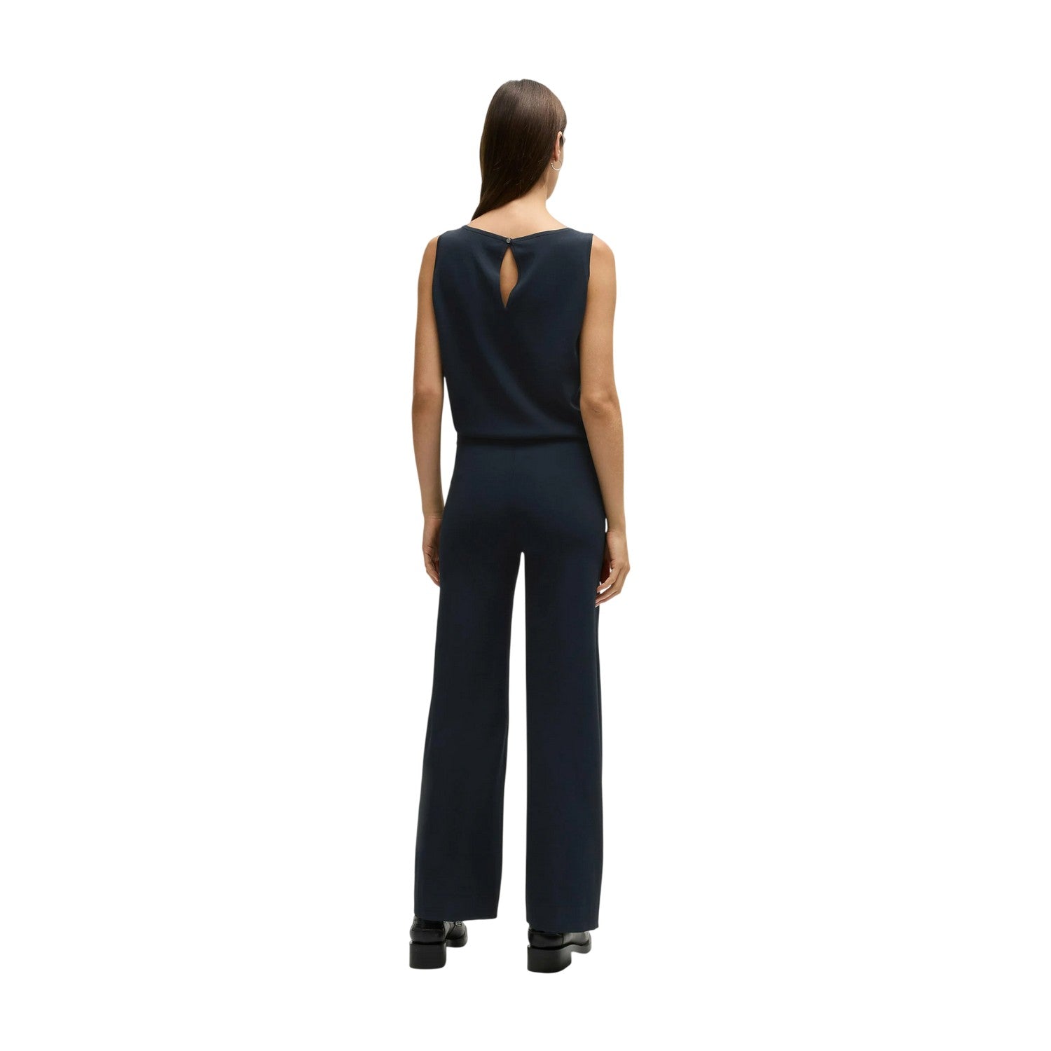 Dark Blue - Back - Boss Womens-Ladies Jewel Collared Sleeveless Jumpsuit