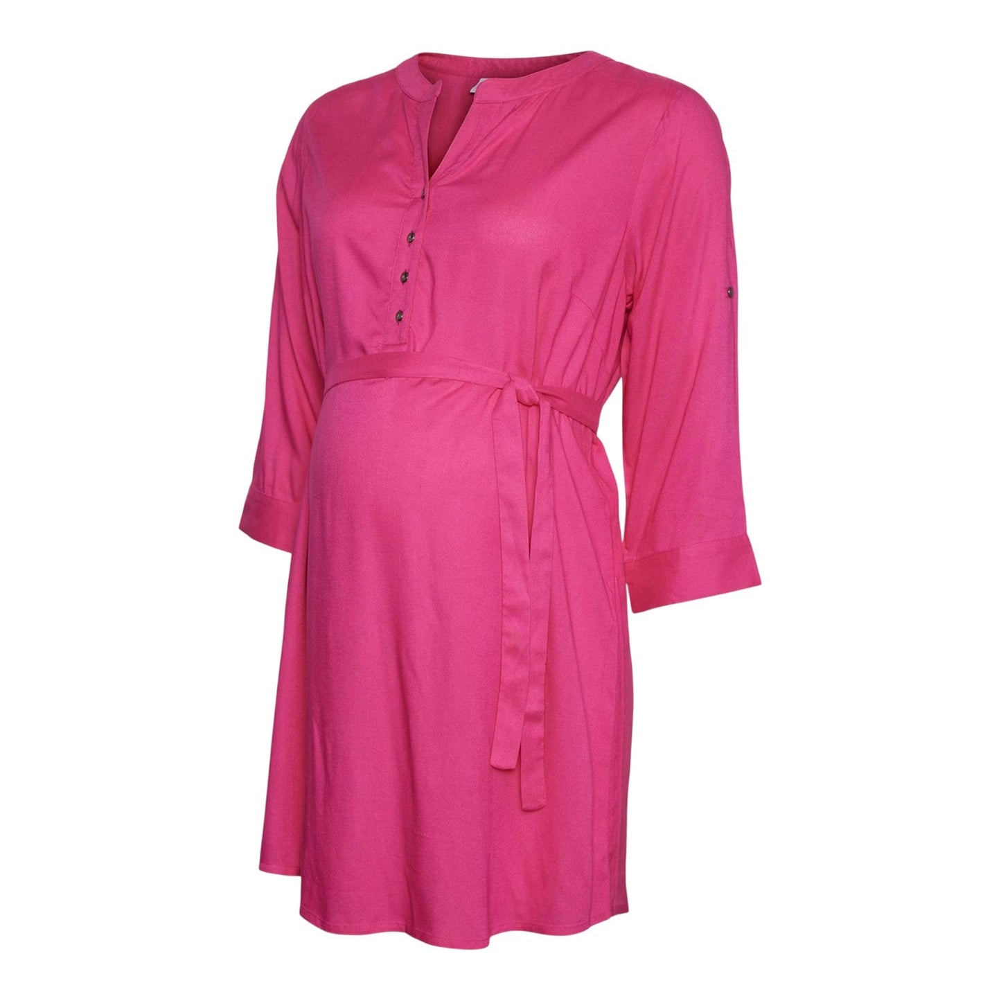 Fuchsia Purple - Front - Mamalicious Womens-Ladies Regular 3-4 Sleeve Tunic Dress
