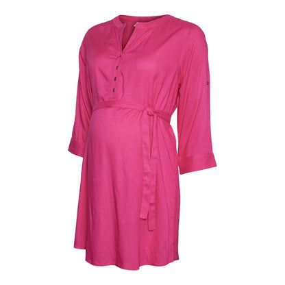 Fuchsia Purple - Front - Mamalicious Womens-Ladies Regular 3-4 Sleeve Tunic Dress