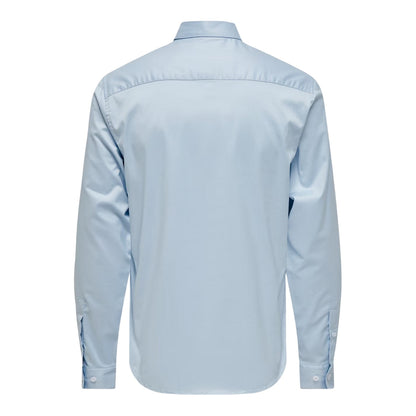 Cashmere Blue - Back - Only Mens Plain Point Collar Long-Sleeved Formal Shirt