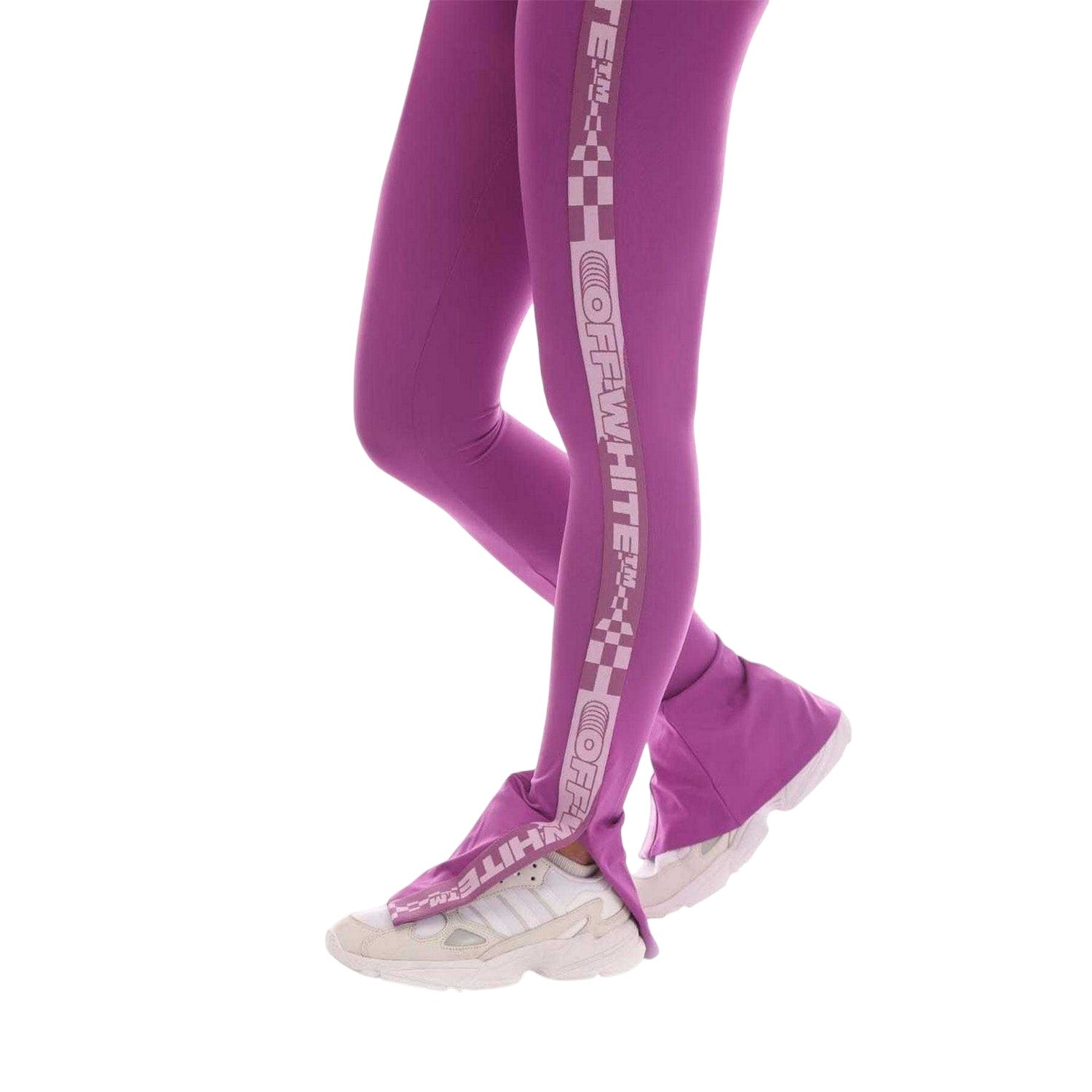Pink - Side - Off White Womens-Ladies Logo Strip Slim Leggings