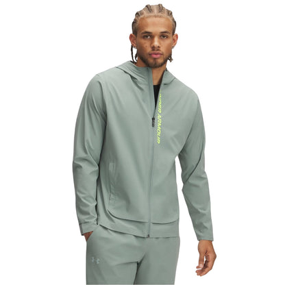 Green - Side - Under Armour Mens Outrun Hooded Jacket