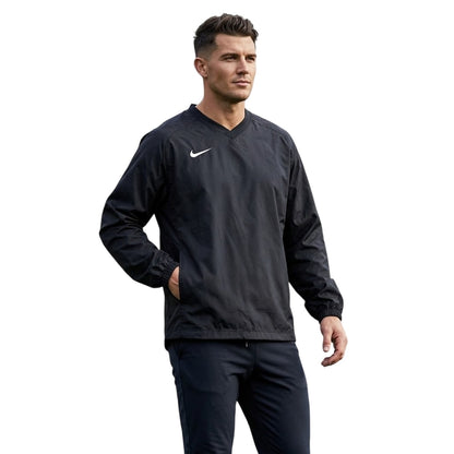 Black - Side - Nike Mens V Neck Drill Top