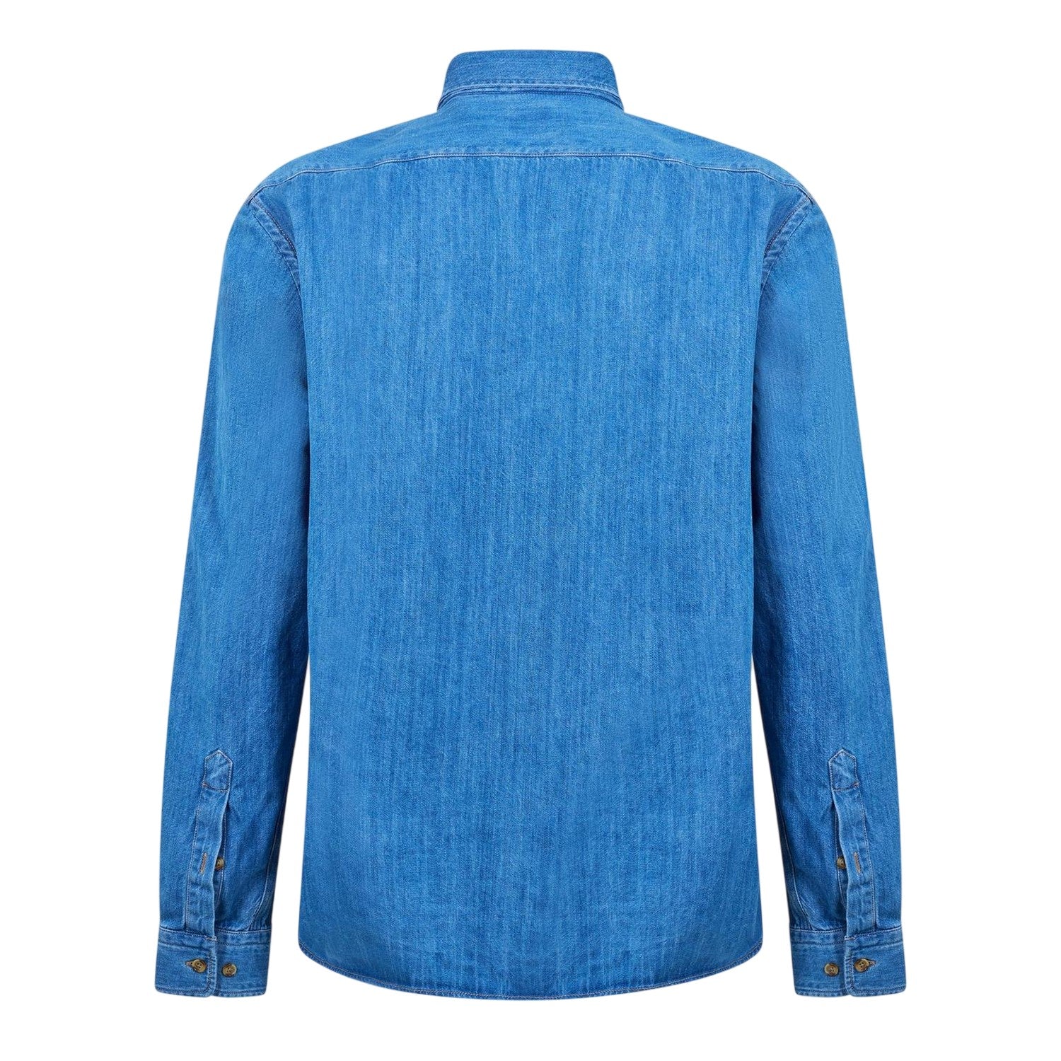 Navy - Back - Boss Mens Liam Embroidered Denim Point Collar Shirt