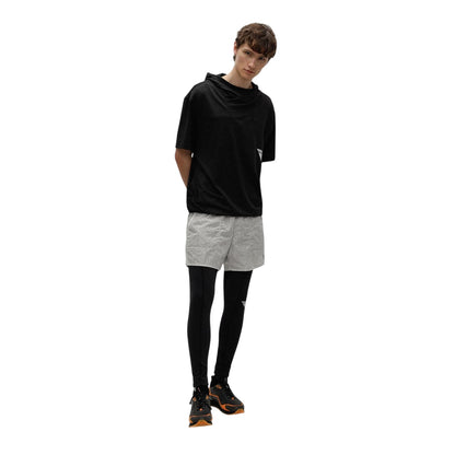 Black - Side - Hugo Mens Deeflaty Running Tights