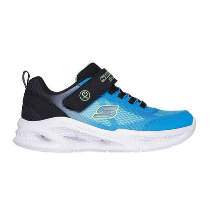 Blue-Black - Side - Skechers Boys S Lights Round Toe Trainers