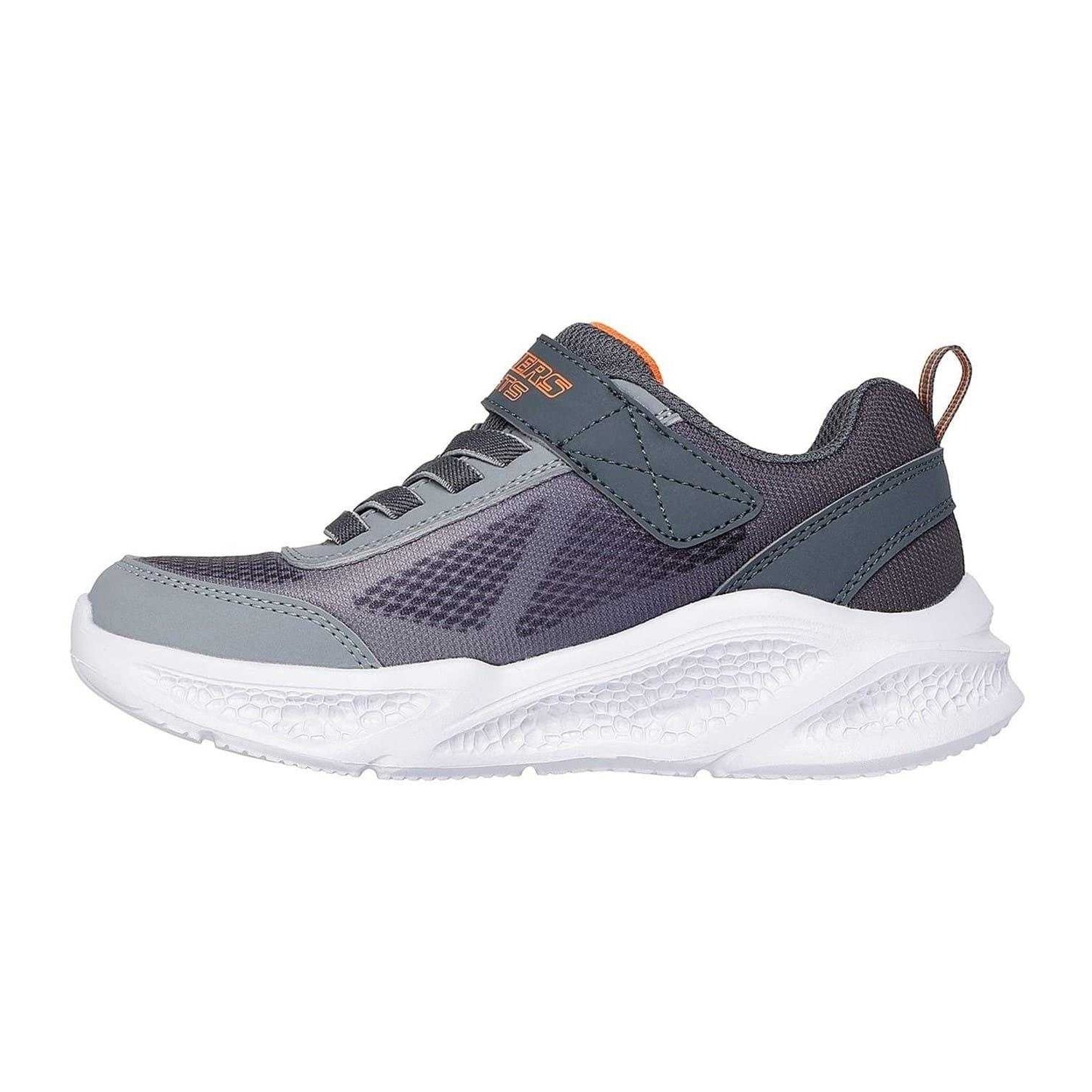 Grey-Orange - Back - Skechers Boys S Lights Round Toe Trainers