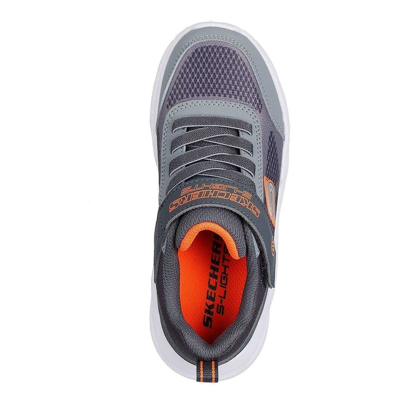 Grey-Orange - Lifestyle - Skechers Boys S Lights Round Toe Trainers