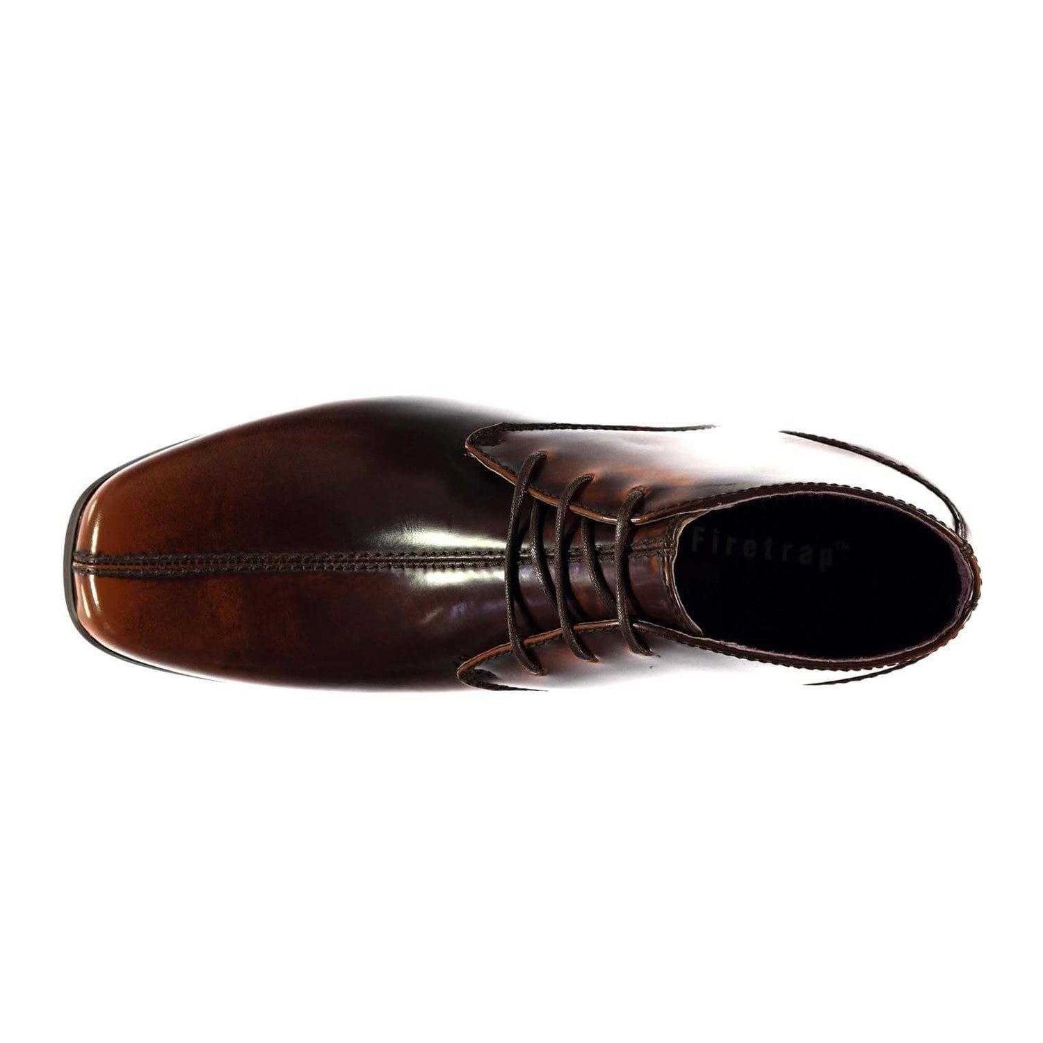 Brown - Back - Firetrap Mens Wesley Patent Leather Boots