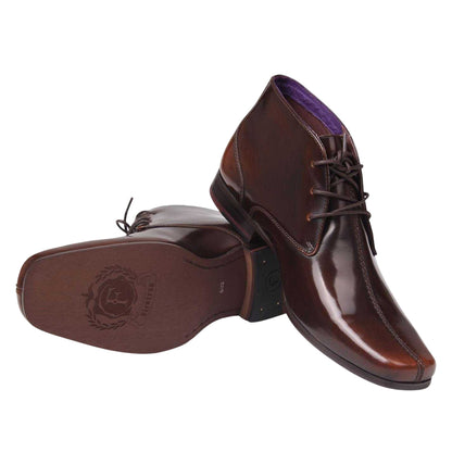 Brown - Lifestyle - Firetrap Mens Wesley Patent Leather Boots