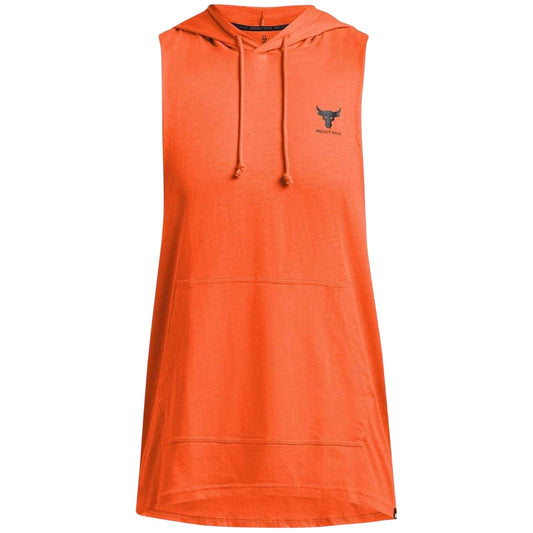 Orange - Front - Under Armour Mens Project Rock Payoff Sleeveless Hoodie