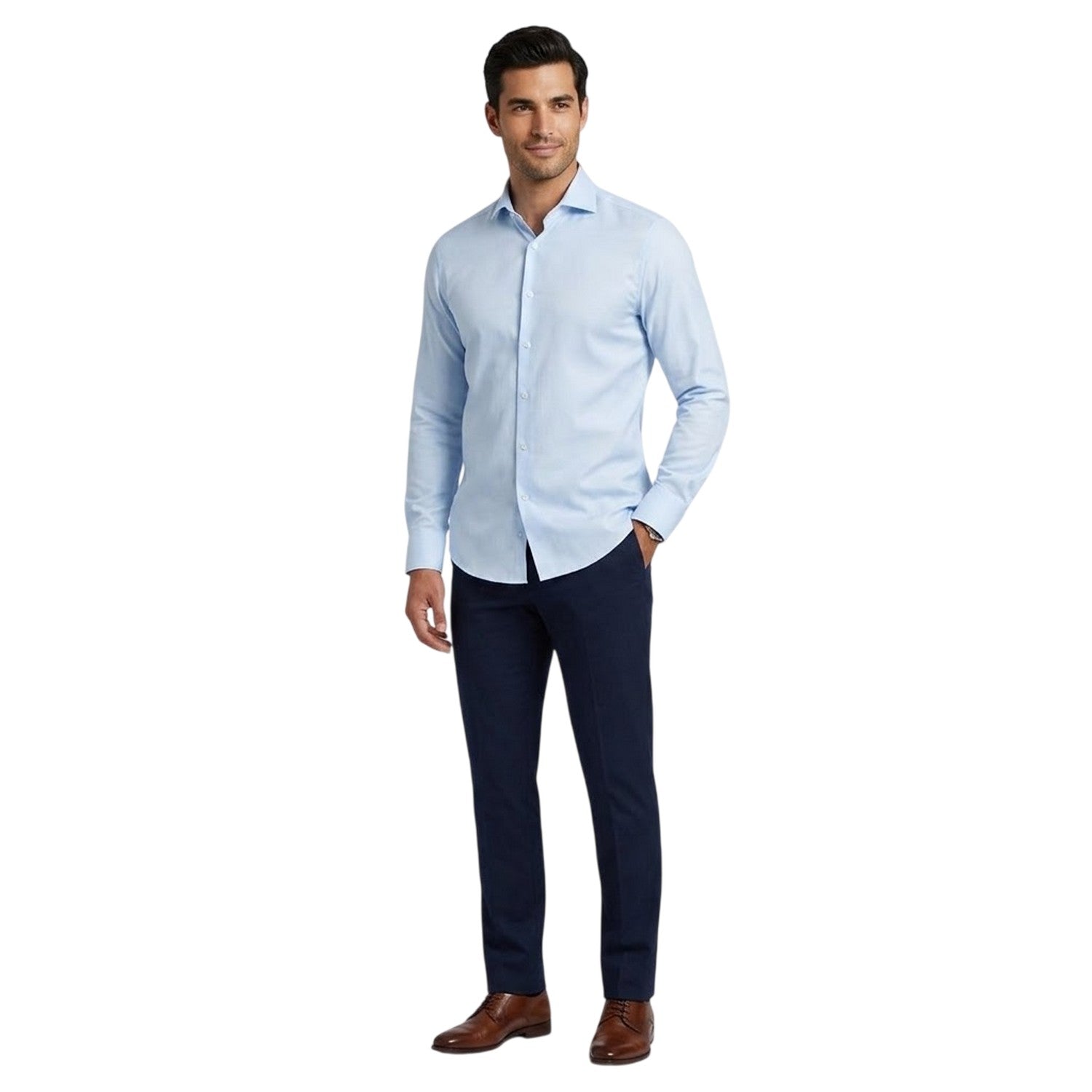 Pastel Blue - Side - Boss Mens Joe Spread Collar Long-Sleeved Shirt