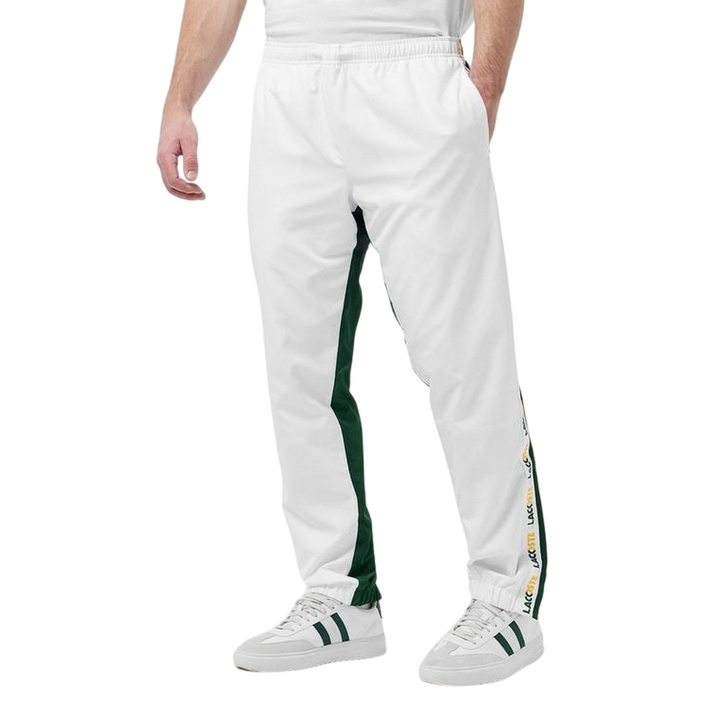 White-Green - Side - Lacoste Mens XH7587 Tracksuit Bottoms