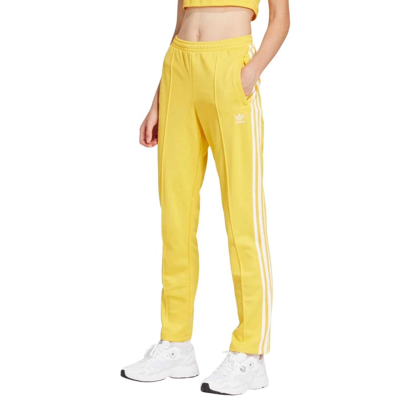 Gold - Side - Adidas Womens-Ladies Originals Montreal 3 Stripes Tracksuit Bottoms