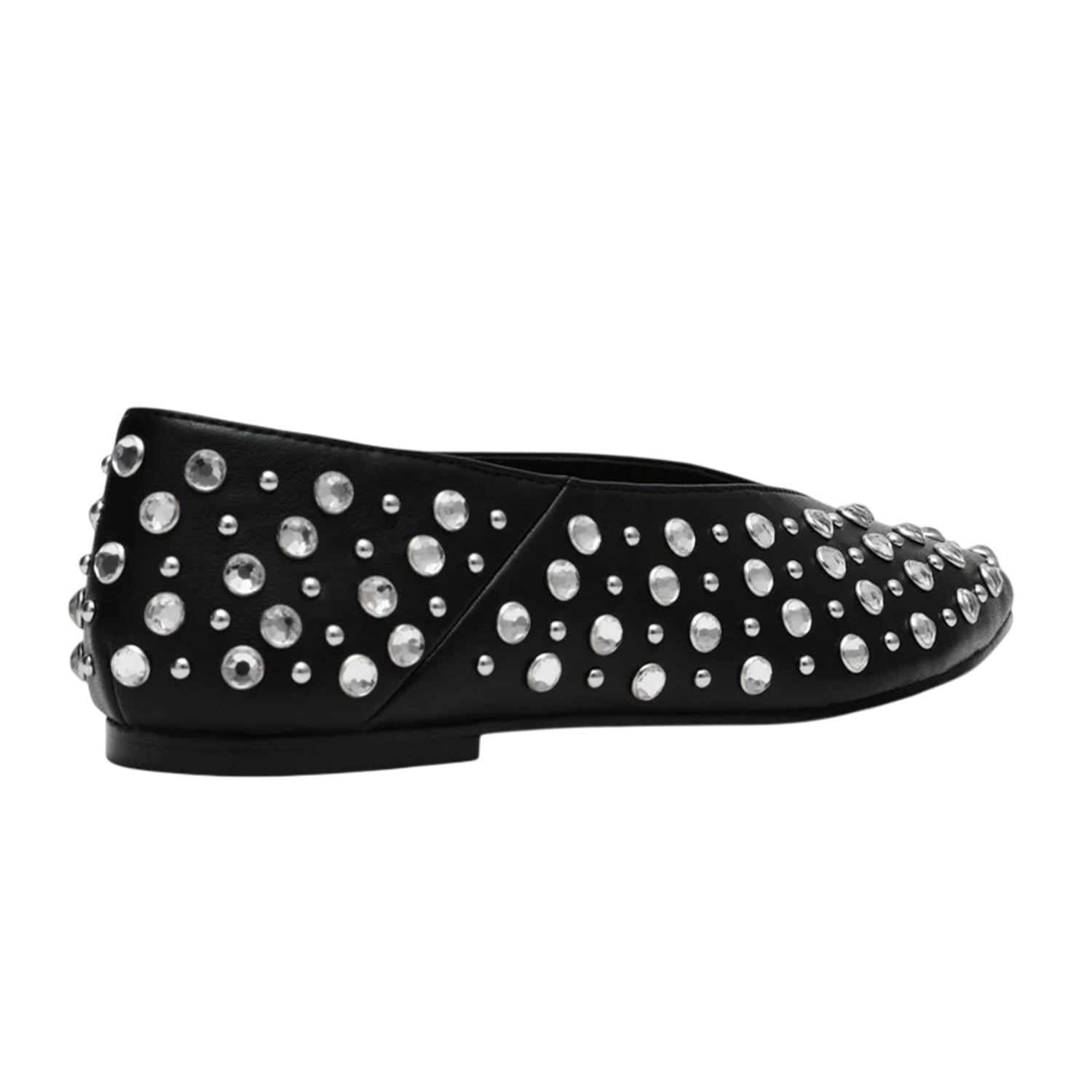 Black - Back - Steve Madden Womens-Ladies Venecia Novelty Leather Almond Toe Flat Pumps