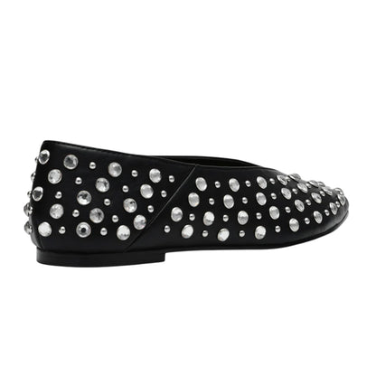 Black - Back - Steve Madden Womens-Ladies Venecia Novelty Leather Almond Toe Flat Pumps