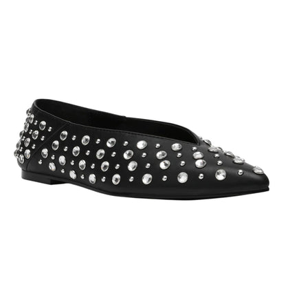 Black - Front - Steve Madden Womens-Ladies Venecia Novelty Leather Almond Toe Flat Pumps
