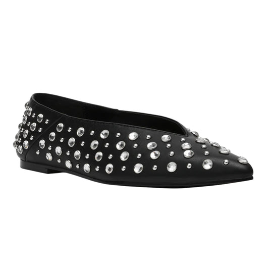 Black - Front - Steve Madden Womens-Ladies Venecia Novelty Leather Almond Toe Flat Pumps