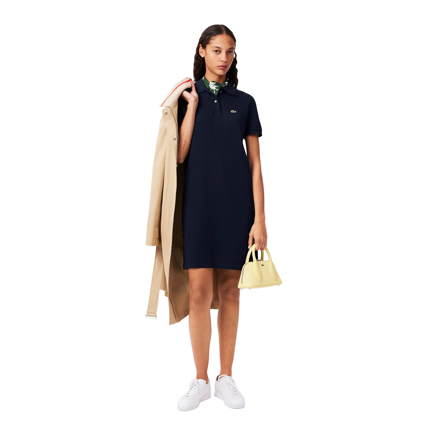 Blue - Side - Lacoste Womens-Ladies Petit Pique Polo Shirt Dress