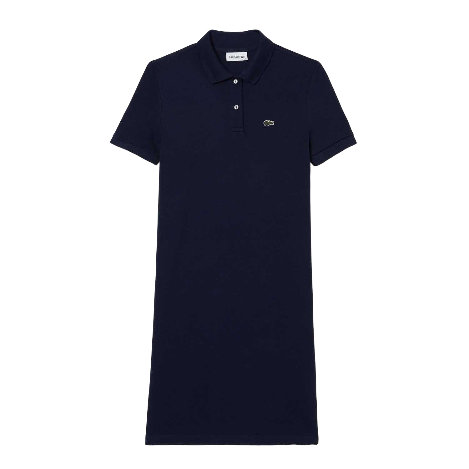Blue - Front - Lacoste Womens-Ladies Petit Pique Polo Shirt Dress