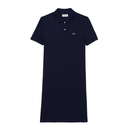 Blue - Front - Lacoste Womens-Ladies Petit Pique Polo Shirt Dress