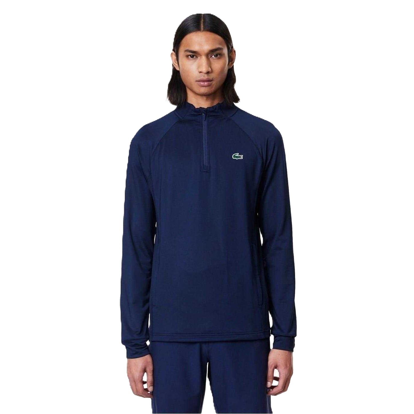 Navy Blue - Front - Lacoste Mens Logo Mock Neck Athletic Top