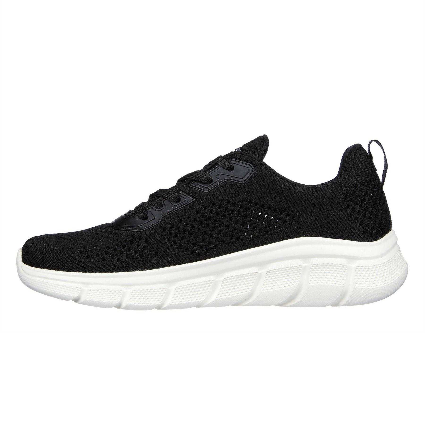 Black - Back - Skechers Womens-Ladies Bobsbflex Knitted Slip-on Trainers