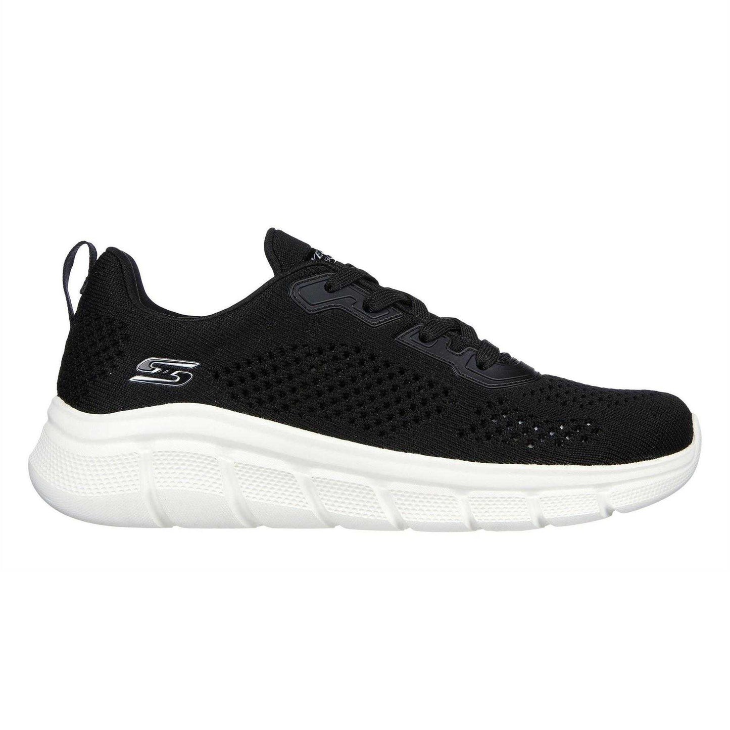 Black - Side - Skechers Womens-Ladies Bobsbflex Knitted Slip-on Trainers