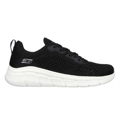 Black - Side - Skechers Womens-Ladies Bobsbflex Knitted Slip-on Trainers